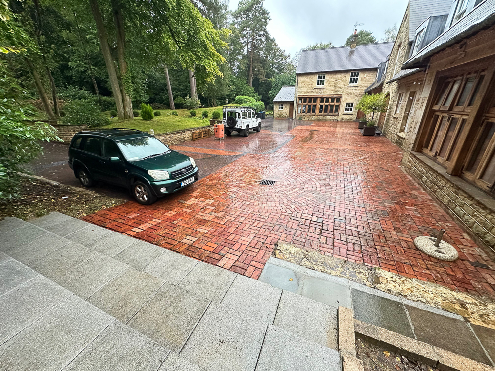 Cleaned driveway block paving